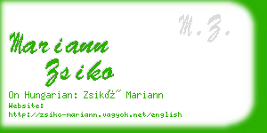 mariann zsiko business card